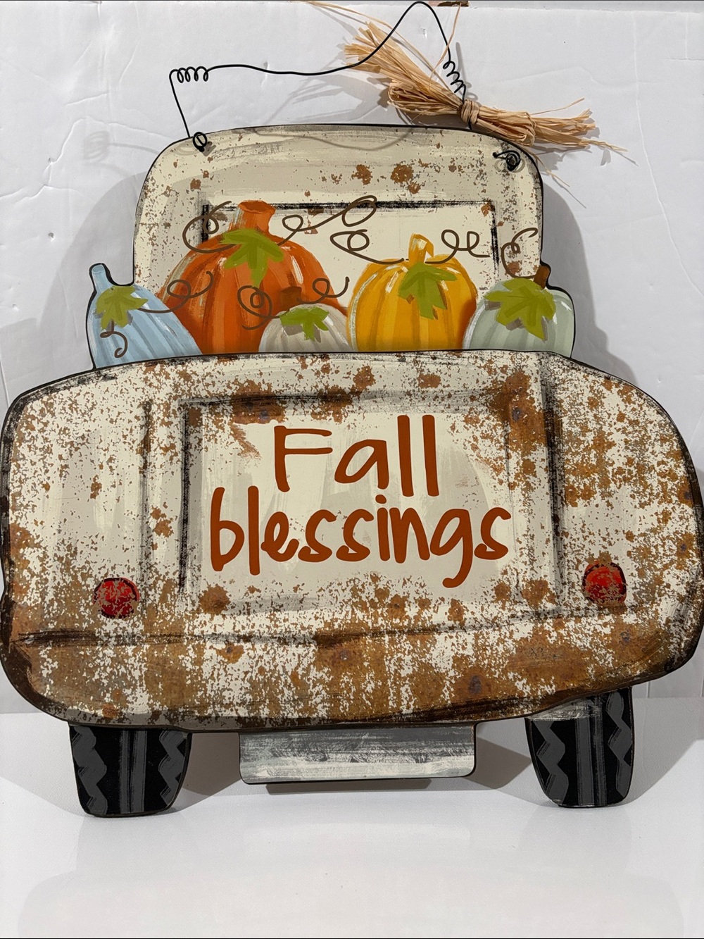 Fall Blessings Rustic Truck Wall Accent - Neutral/Orange